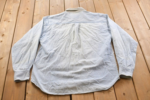 Vintage 1990s Double Impact Blank Colour Block Button Up Shirt / 1990s Button Up / Vintage Button Up / Basic Button Up / Colour Block