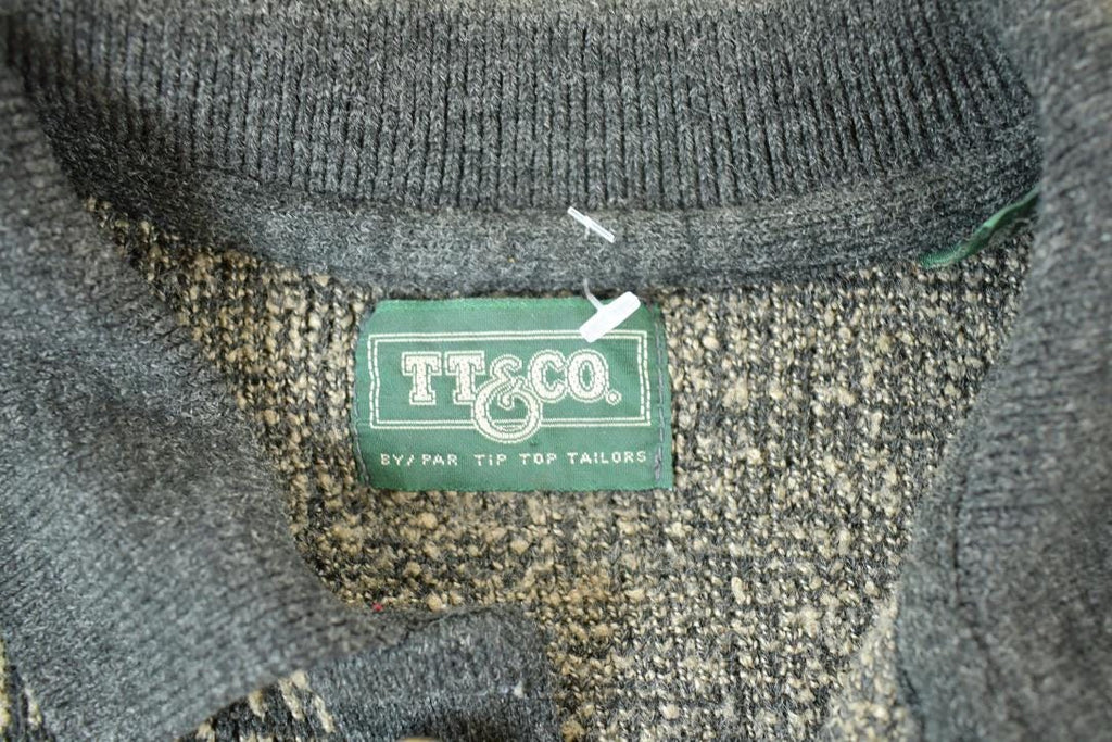 Vintage 1990s TT Quarter Button Knit Abstract Pattern Crewneck Sweater