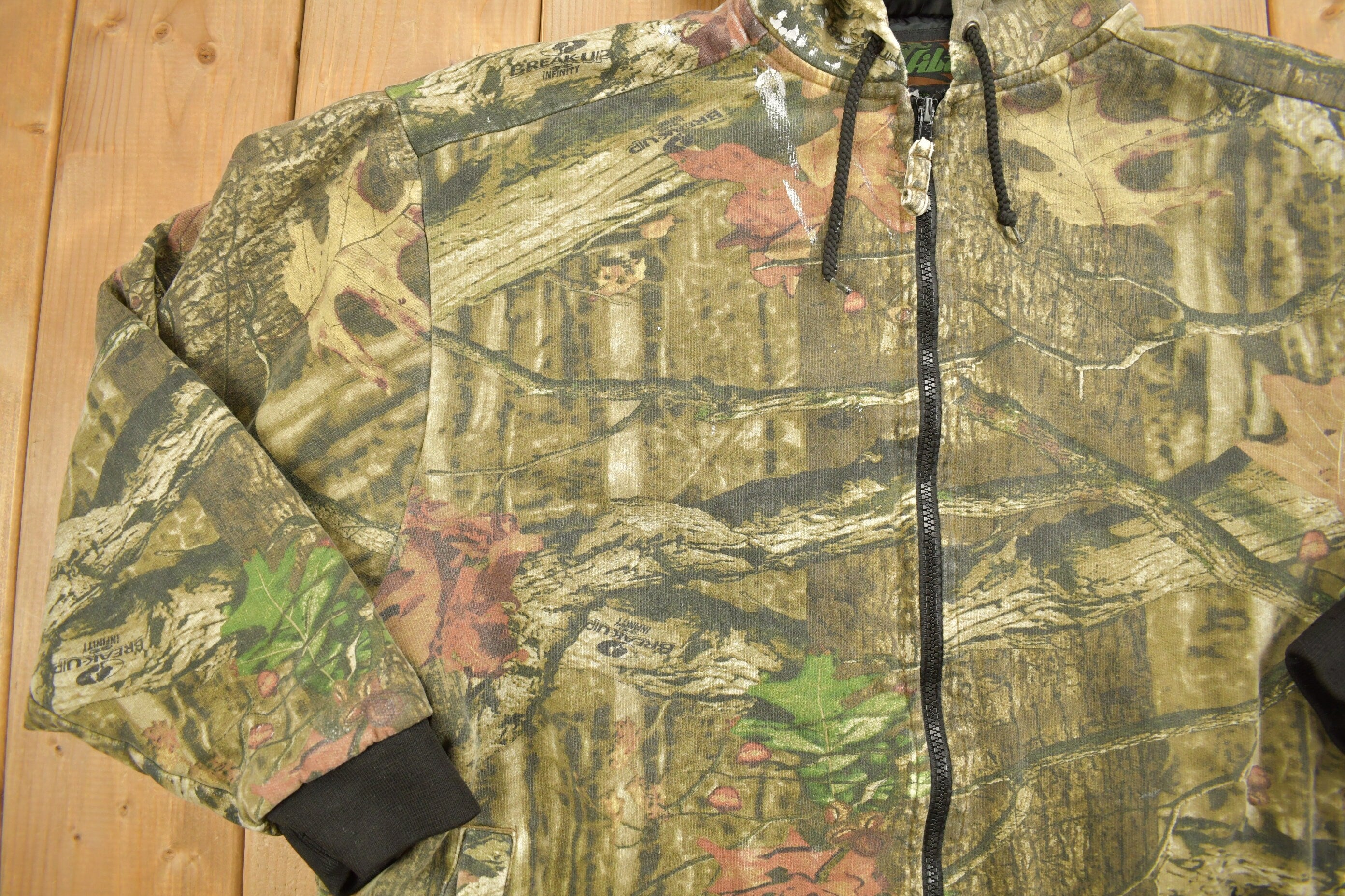 Vintage 1990s Liberty Camo Zip Up Graphic Hoodie / 90s Hoodie / Vintage Sweater / 90s Full Zip / Color Block / Hunting Jacket