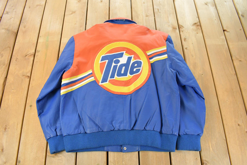 Vintage 1990s Jeff Hamilton Tide Racing Leather Bomber Jacket Men's Large