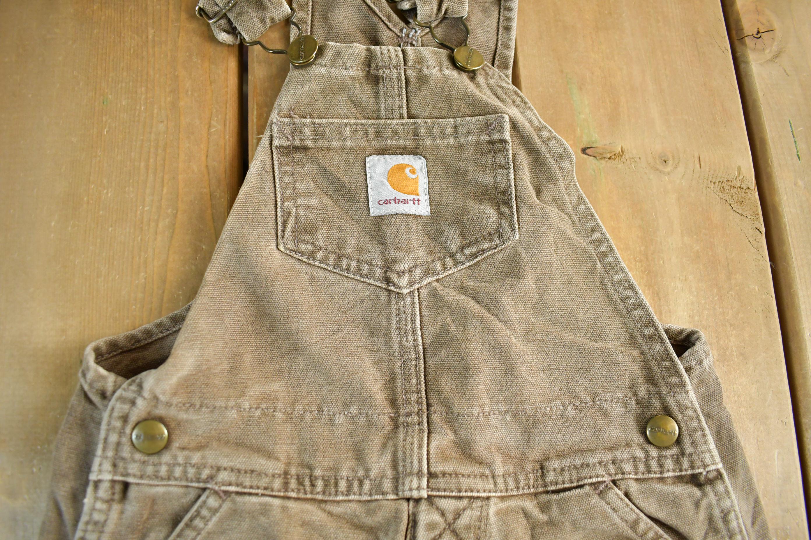 Vintage 1990s Carhartt Youth Size Double Knee Canvas Overalls Size 24 x 18