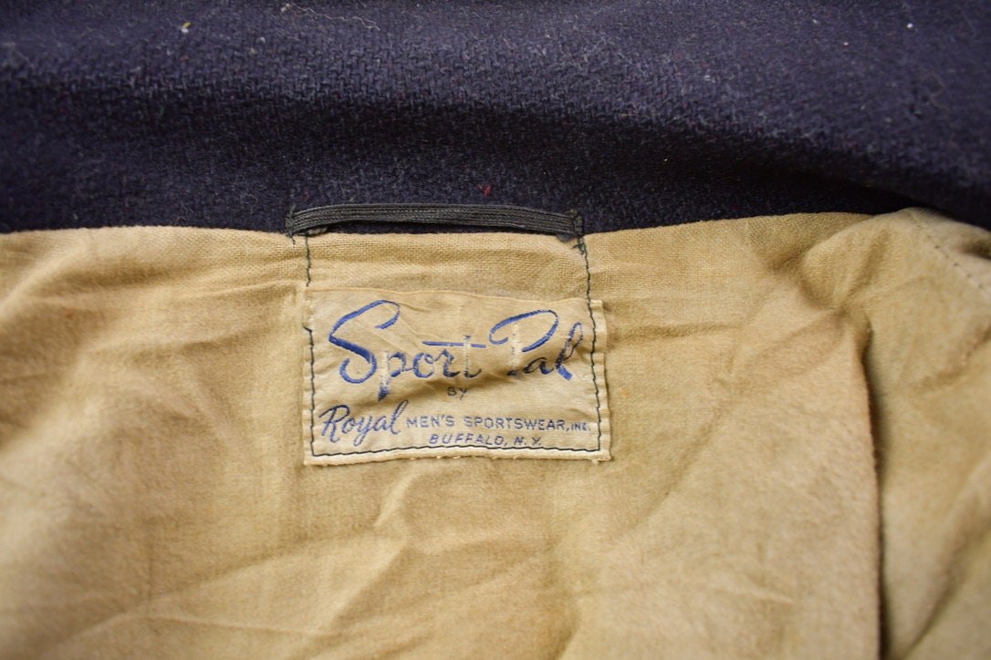 Vintage 1940s Sport pal Royal Menswear Button Up Pea Coat