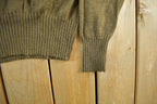 Vintage 1980s 1990s Military Olive Henley Knit Sweater Men's Medium