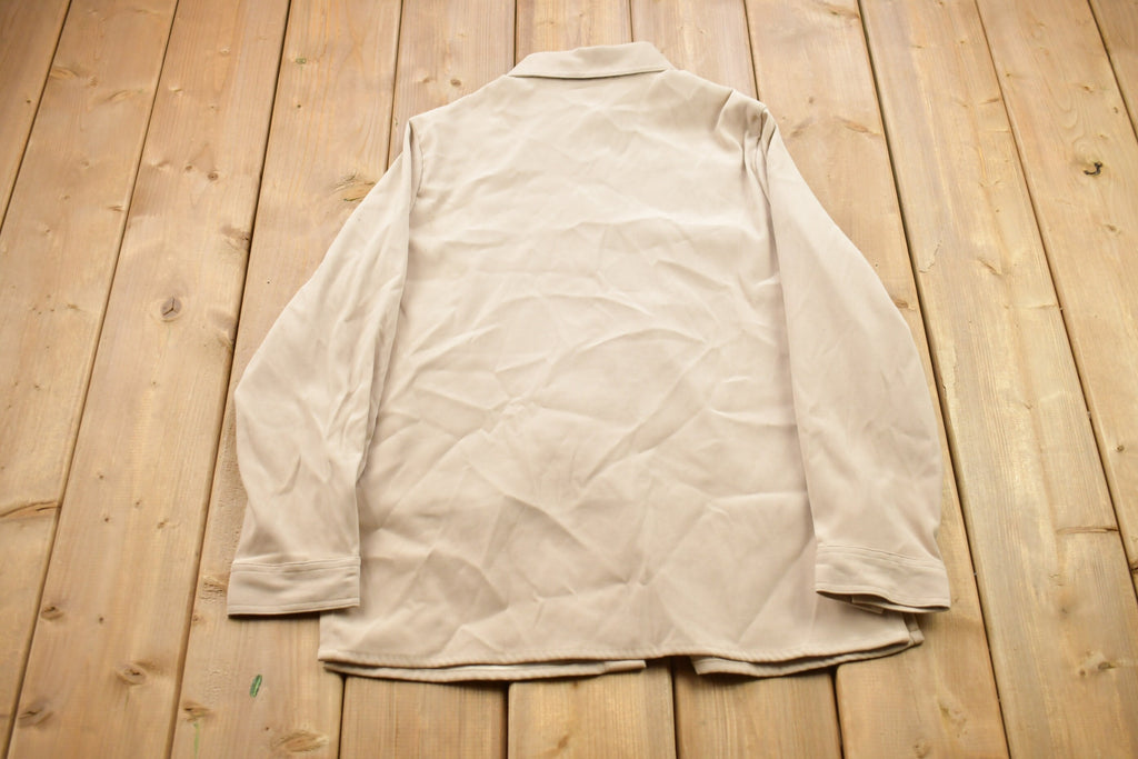 Vintage 1990s Croft & Barrow Stretch Blank Beige Button Up Shirt