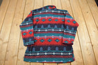Vintage 1980s Pattern Fleece Button Up