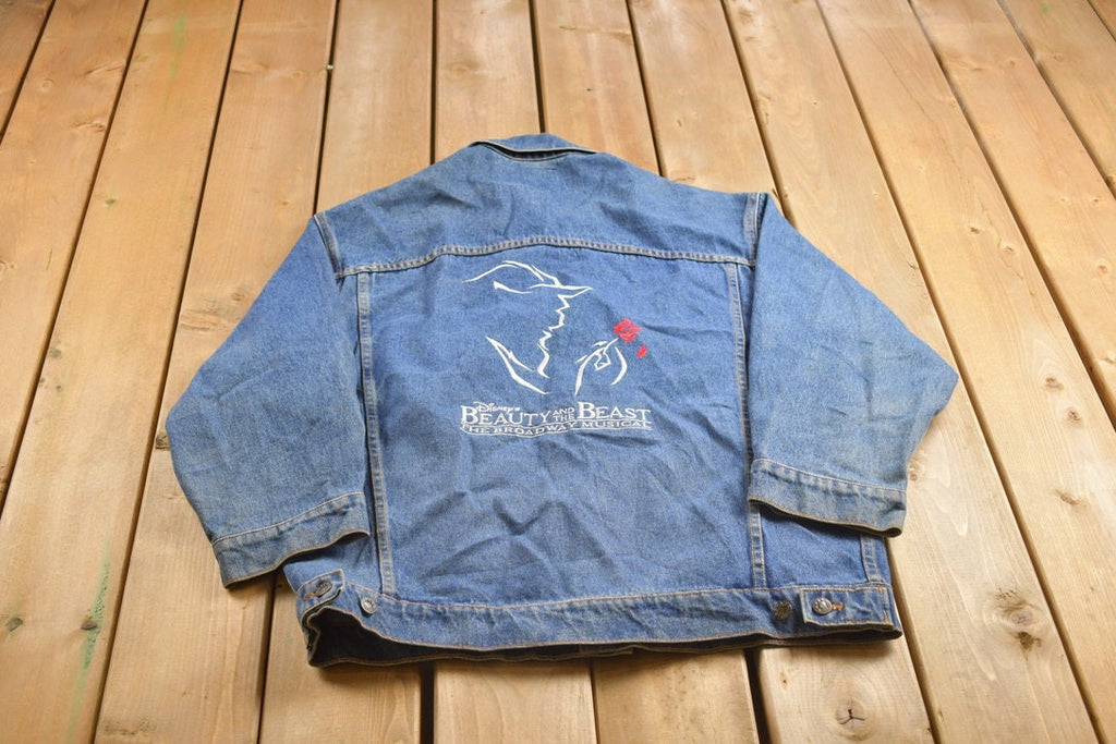 Vintage 1990s Disney Beauty And The Beast Broadway Musical Denim Jean Jacket