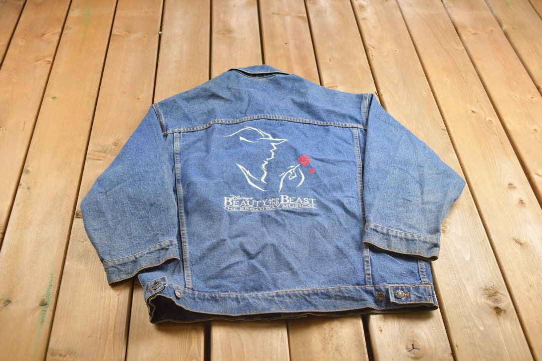 Vintage 1990s Disney Beauty And The Beast Broadway Musical Denim Jean Jacket