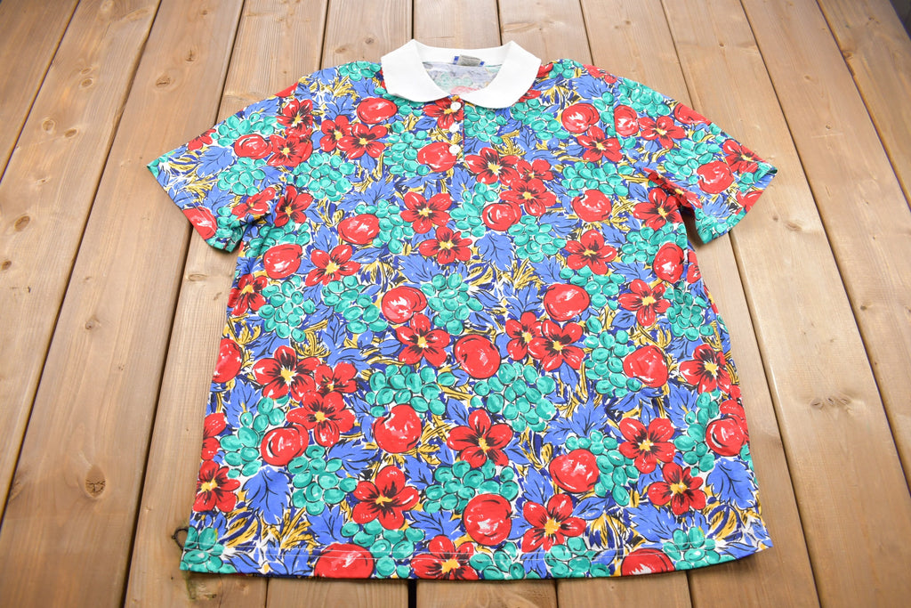Vintage 1990s Caoe Cod All Over Floral Print Collared Shirt
