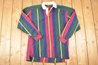 Vintage 1990s Croft And Barrow Striped Rugby Button Up Shirt Men's M