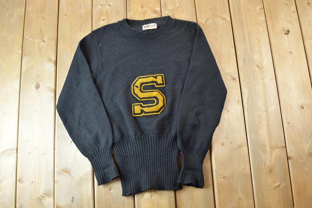 Vintage 1940s Princeton Knitting Mills All Wool S University Collegiate Crewneck