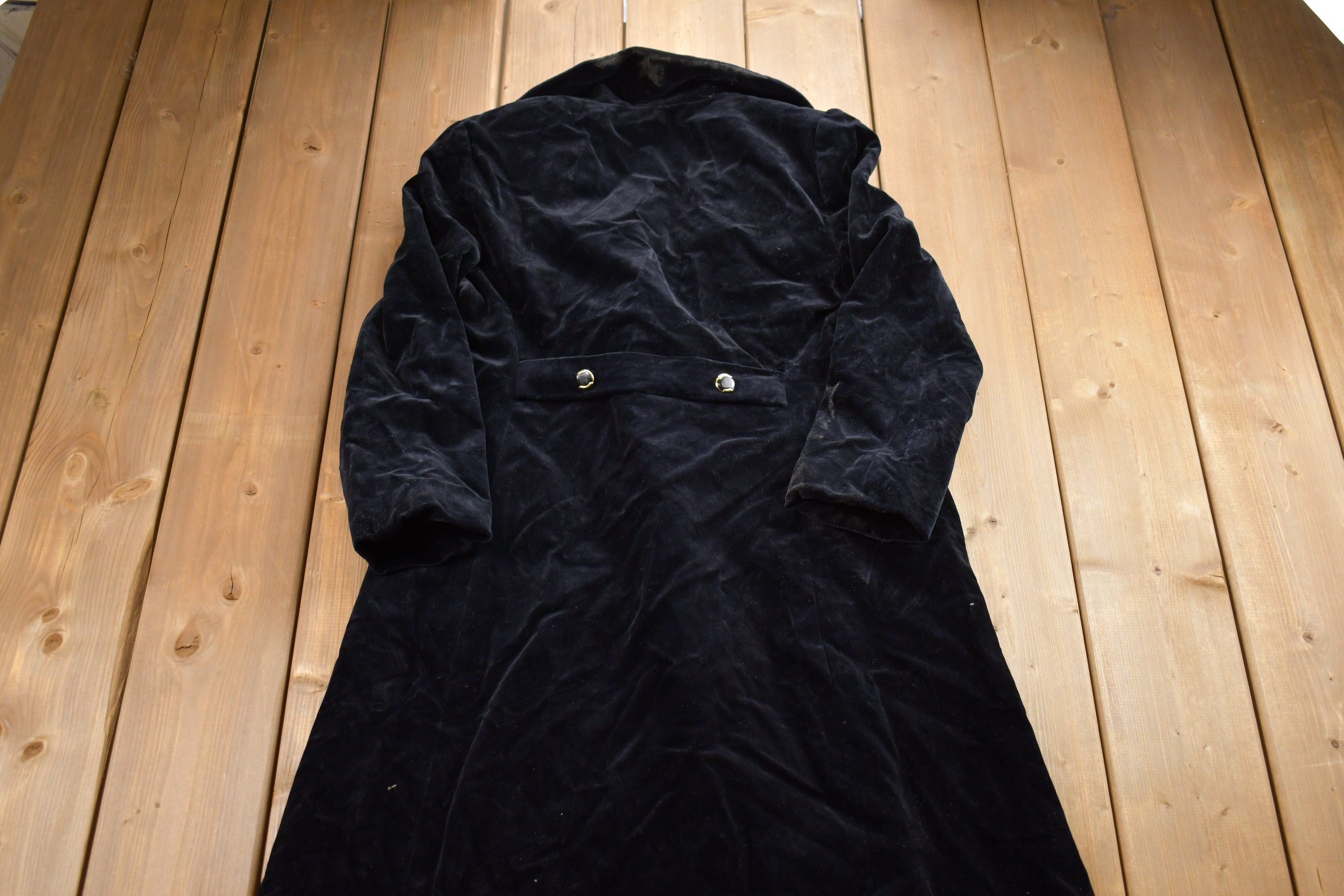 Vintage 1970s Lou Ritchie Velour Full Length Double Breasted Coat