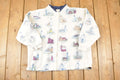 Vintage 1990s Artisans AOP Lighthouse Double Collar Button Up Graphic Print Crewneck Sweatshirt Women's L