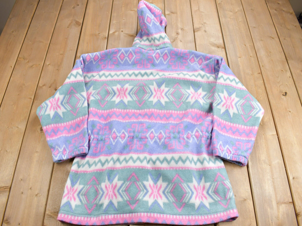 Vintage 1990s All Over Pattern Hooded Fleece Sweater