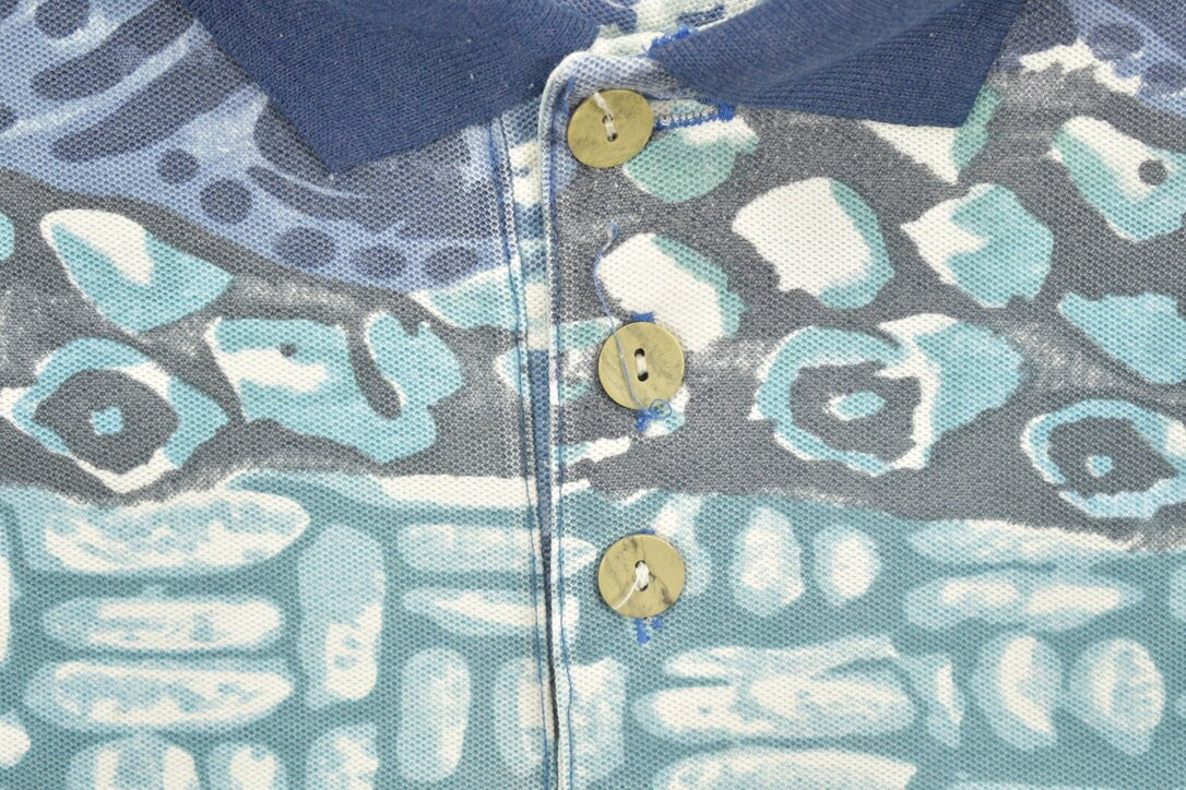 Vintage 1990s Bugle Boy Beach All Over Print Collared Polo Shirt