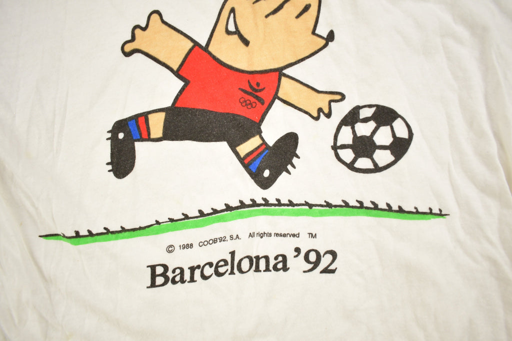 Vintage 1992 Barcelona Olympics Soccer Theme Graphic T Shirt