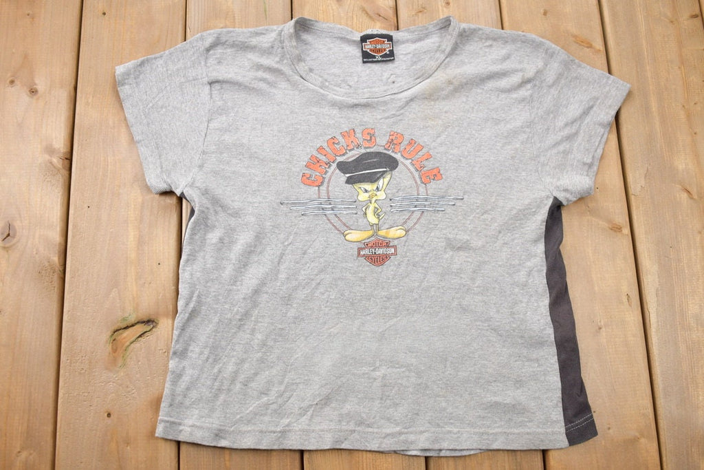 Vintage 1990s Harley Davidson Tweety Bird Looney Tunes Womens Graphic T-Shirt