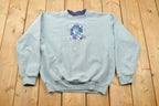 Vintage 1990s Top Stitch Cat Theme Morning Sun Crewneck Sweater  90s Crewneck  Grandma Sweater  Streetwear  Made In USA  Animal Theme