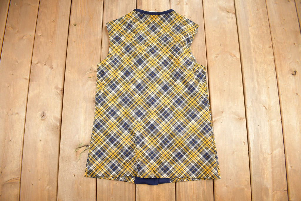 Vintage 1960s Butter Knit Women's Blouse Vest Shirt  Button Up  True Vintage  Plaid Vest  Wool Blend