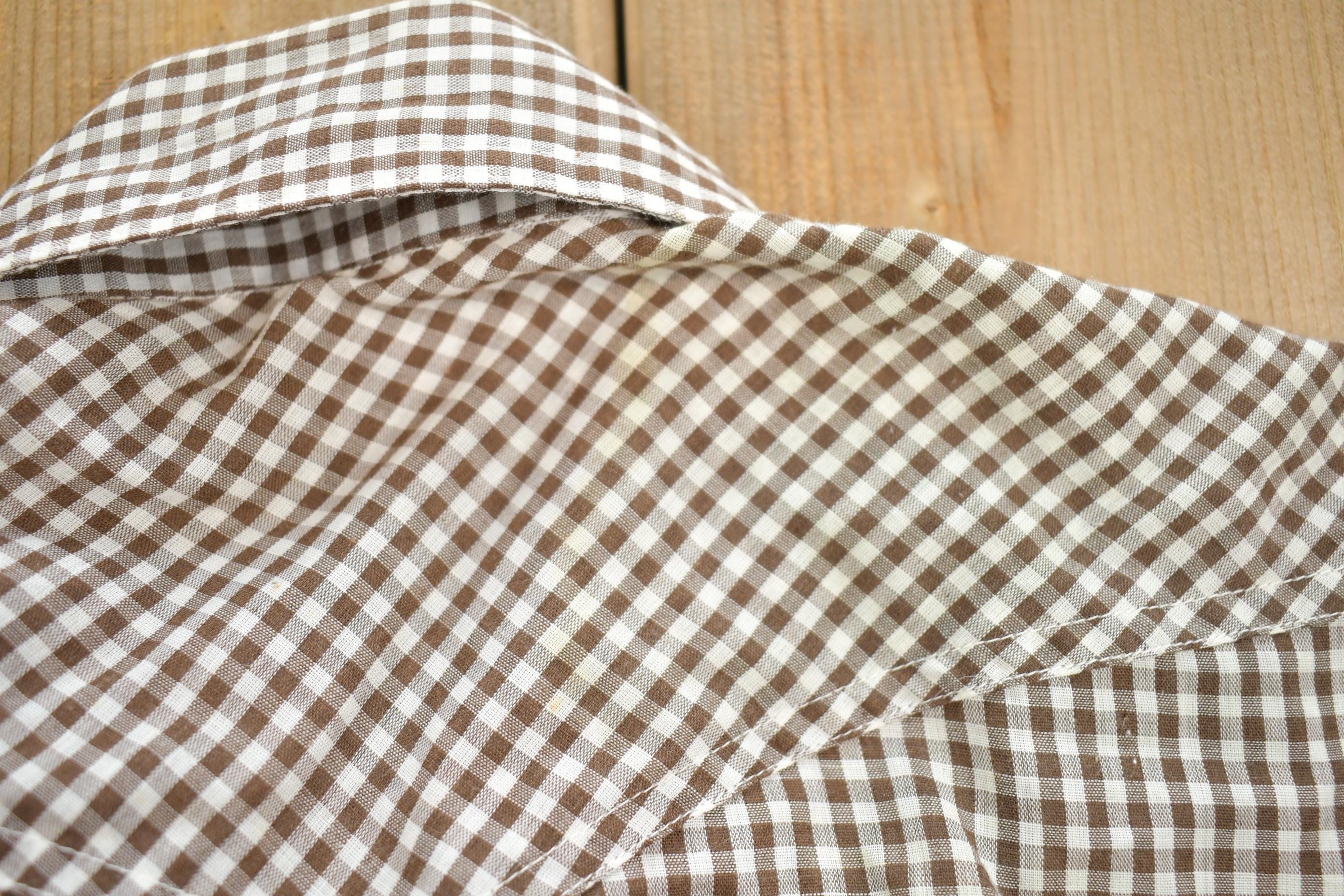 Vintage 1990s Fruit Of The Loom Royal Collection Gingham Casual Button Up Shirt