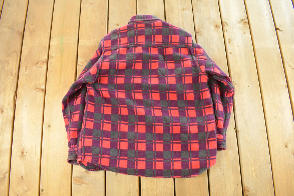 Vintage 1960s Champion Button Up Plaid Flannel Trucker Shirt Men's Small