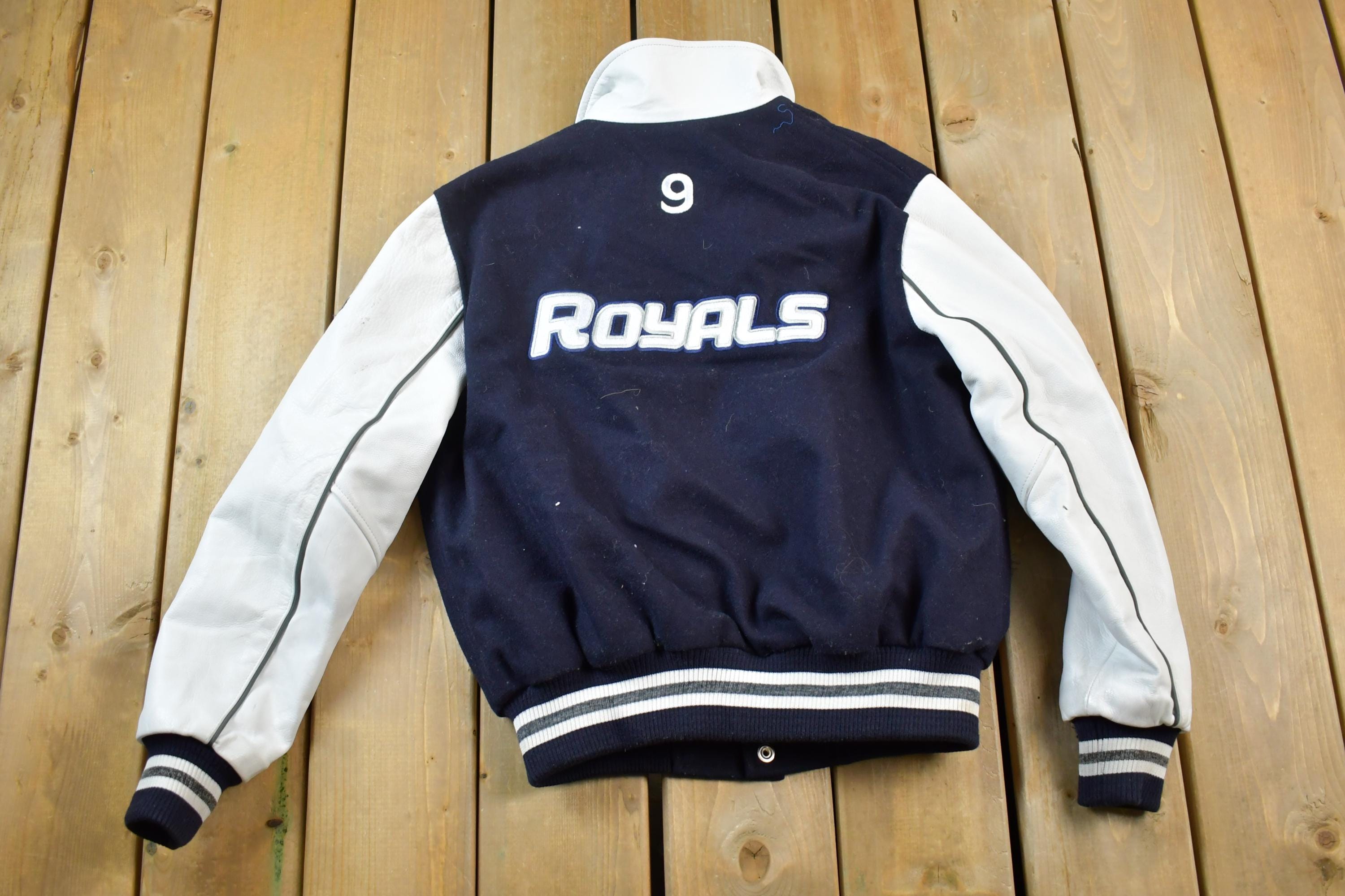 Vintage 1990s Toronto Royals Hockey Club Youth Leather & Wool Varsity Jacket Made In USA