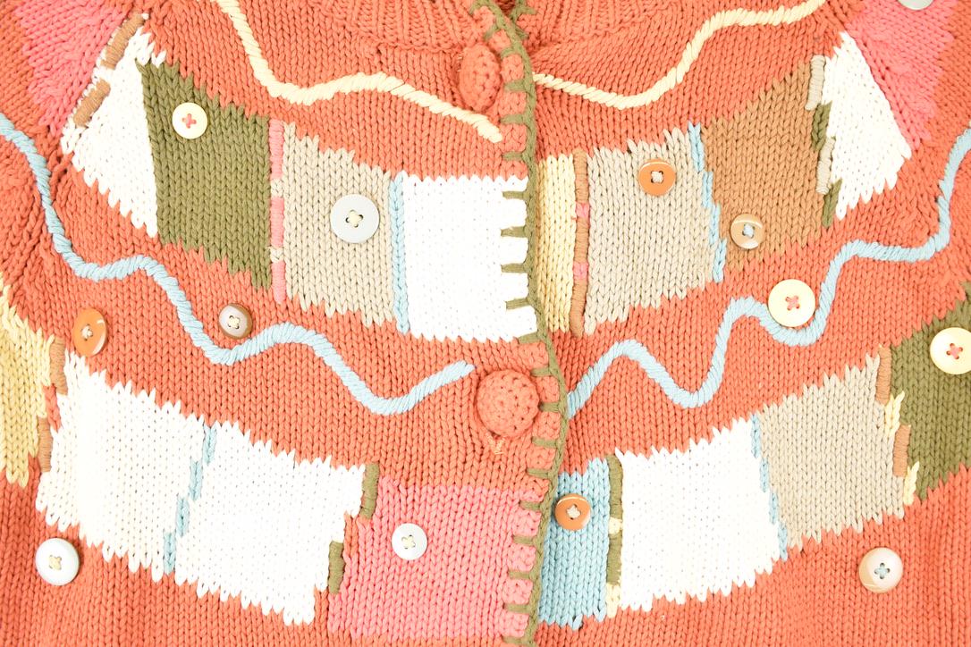 Vintage 1990s CX Clothing Exchange Chunky Abstract Abstract Knit Cardigan Sweater Women's L