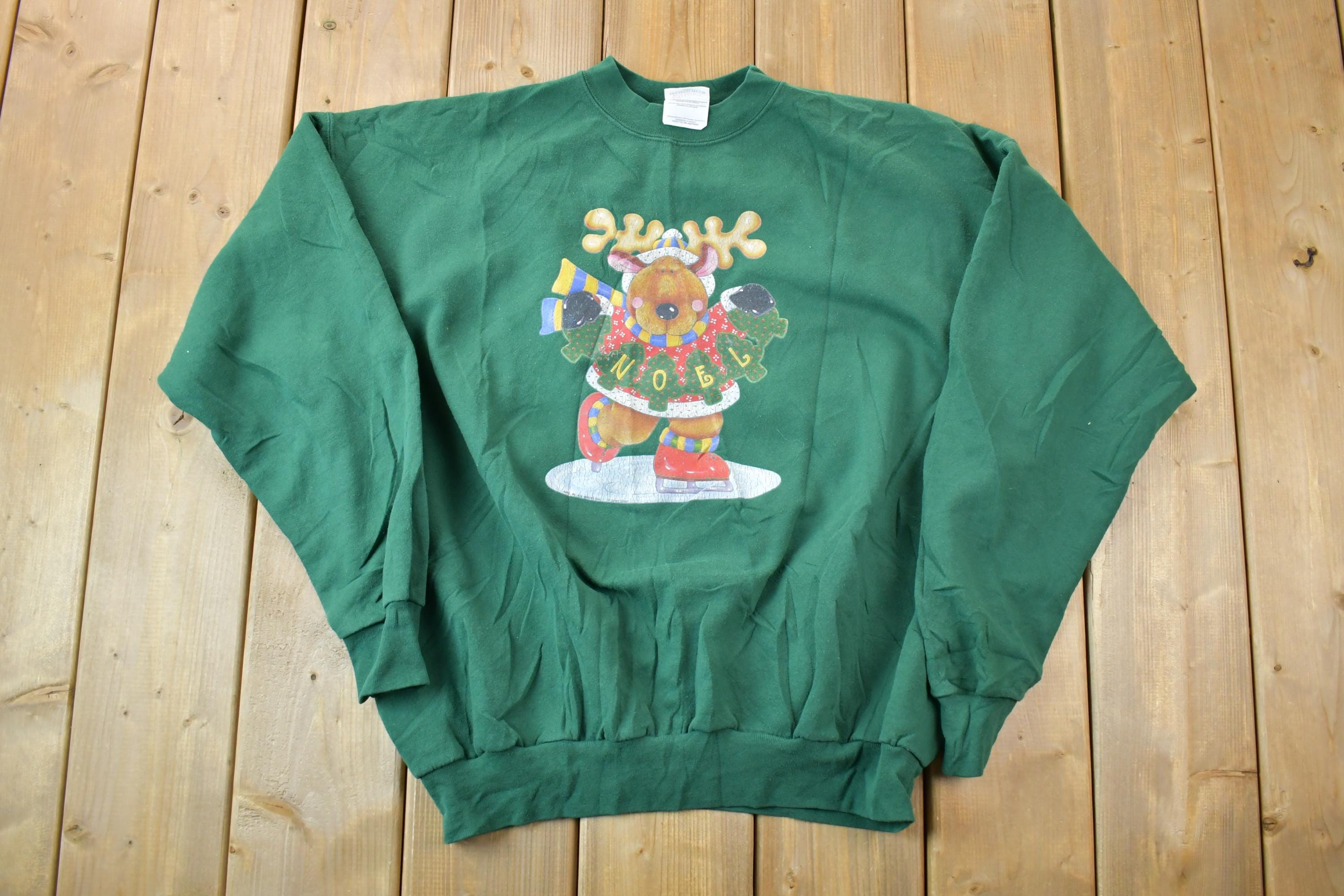 Vintage 1990s Noel Reindeer Rudolph Christmas Cute Crewneck Sweater