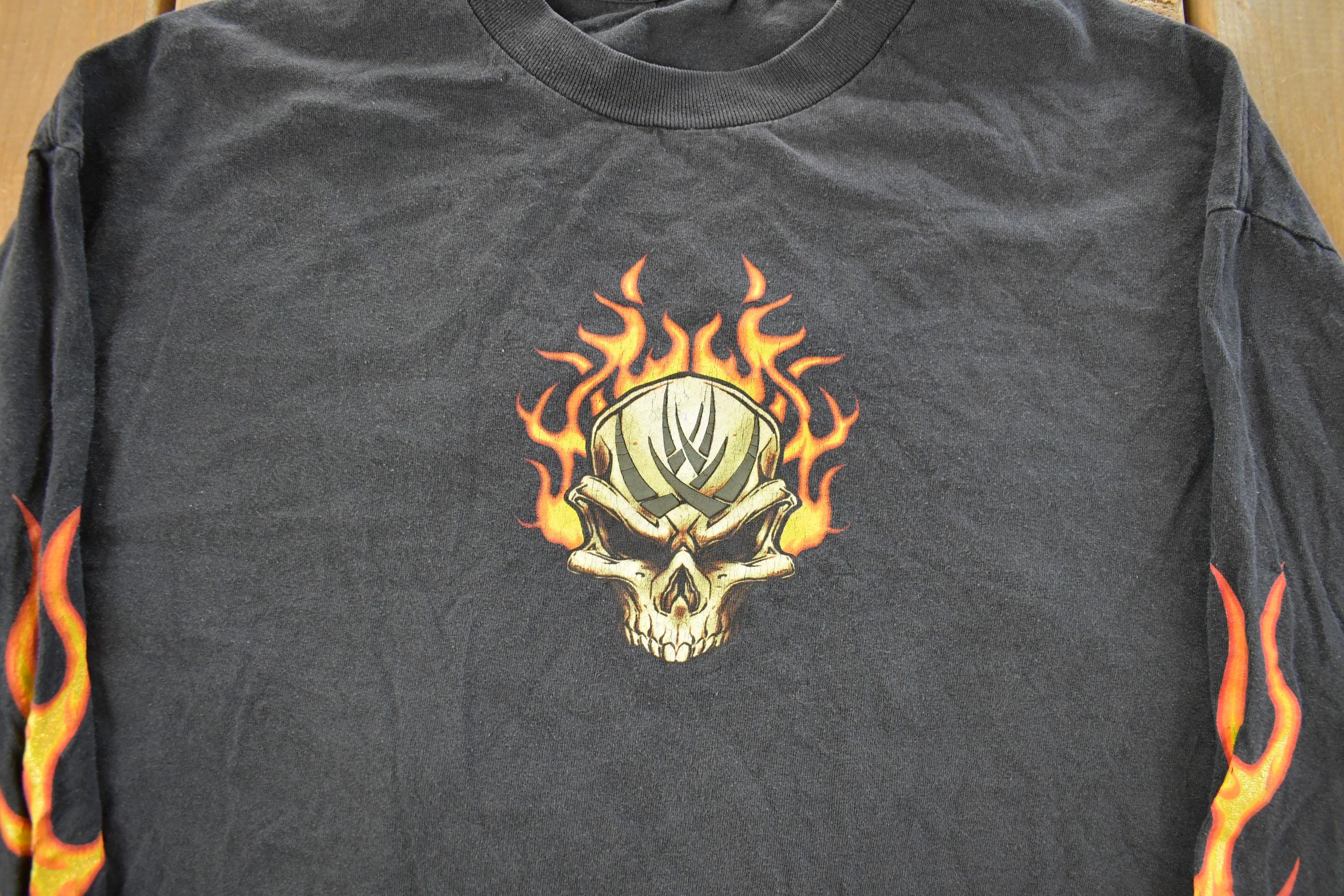 Vintage 1990s Skull Biker Long Sleeve T Shirt Men's XL