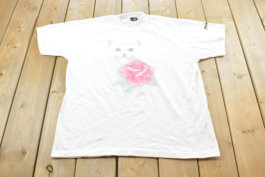 Vintage 1990s Bob Harrison Cat Rose T-Shirt Mens