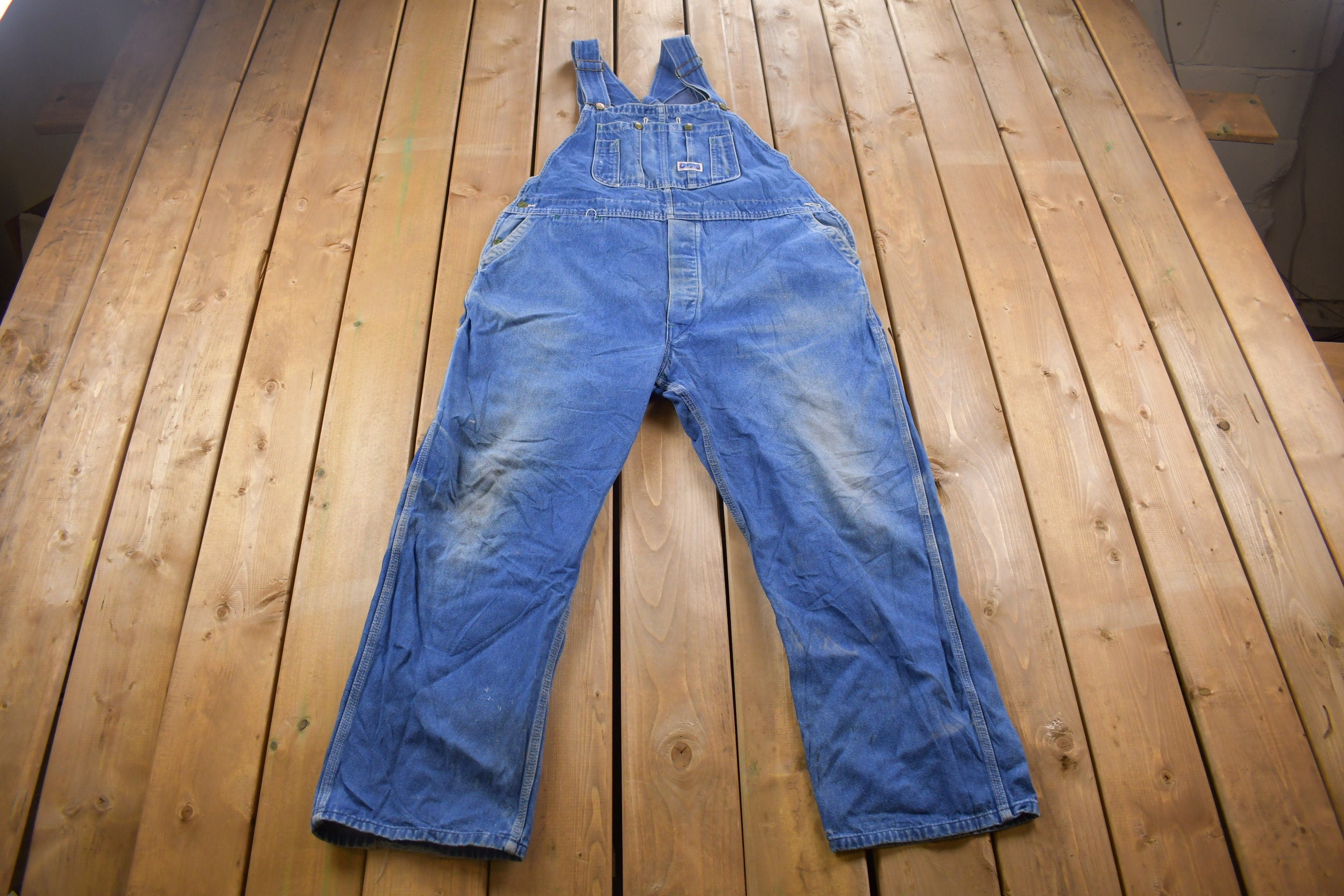 Vintage 1990s Big Smith Blue Denim Jean Overalls Size 44 x 28