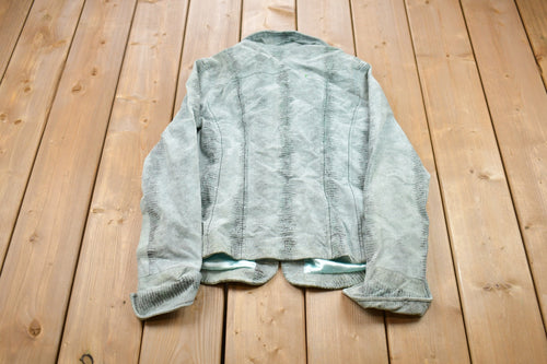 Vintage 1990s Crocodile Pleather Patterned Collared Jacket / Fall Outerwear / Winter Outerwear / Streetwear Fashion / Croc Leather
