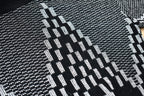 Vintage 1990s Fortune Knits Black and White Abstract Patterned Knit Turtleneck Sweater