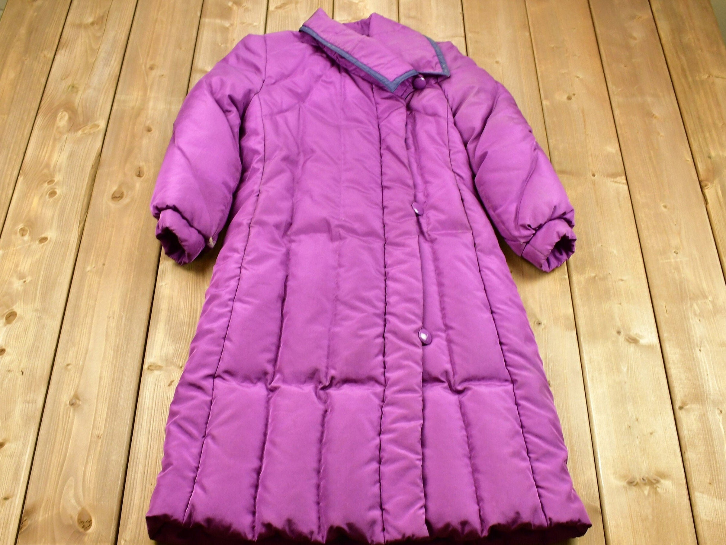 Vintage 1990s Purple Full Length Down Fill Puffer Jacket