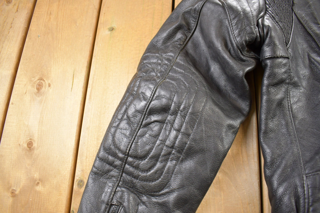 Vintage 1990s MQP Cafe Racer Leather Biker Jacket