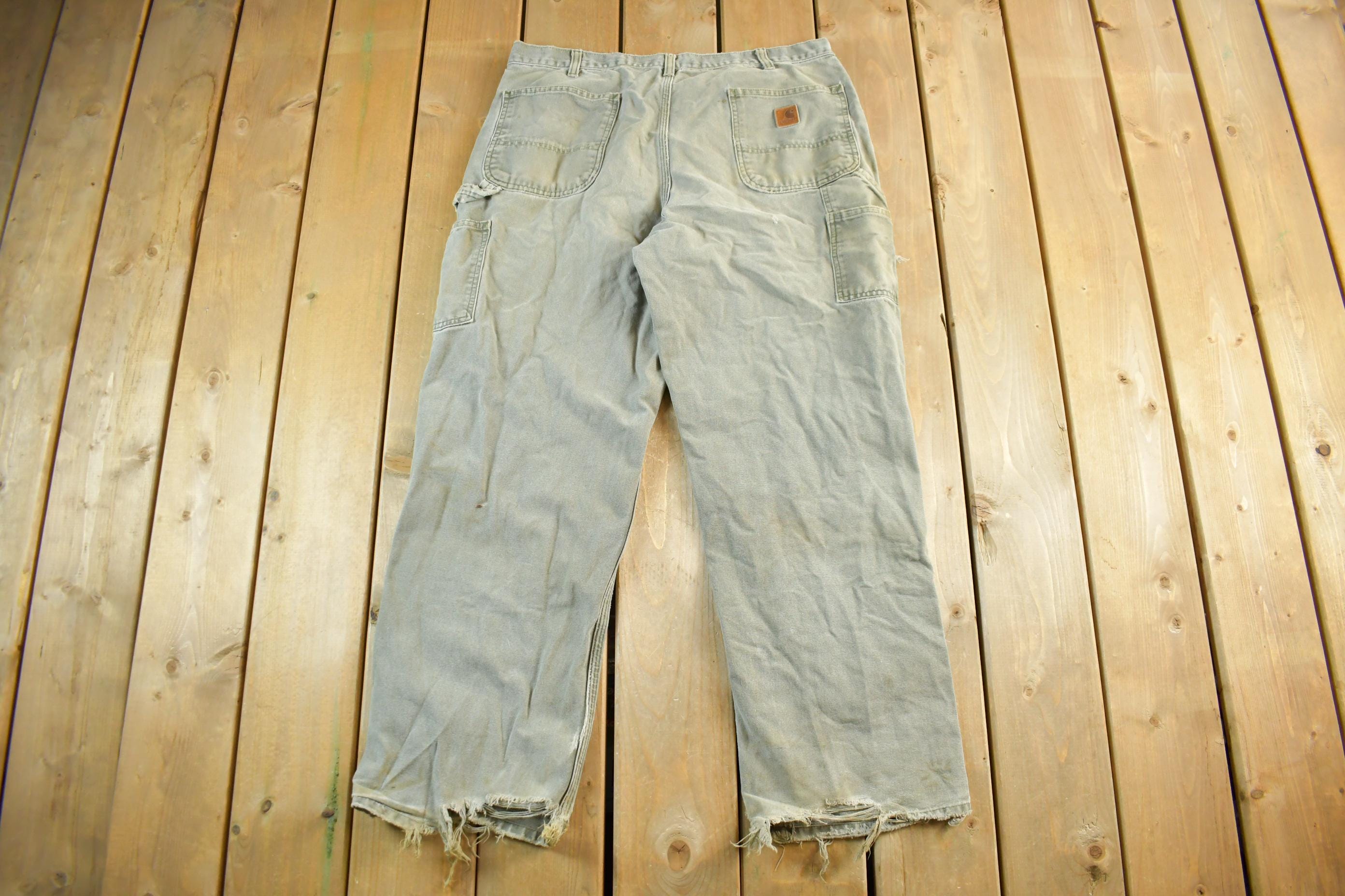 Vintage 1990s Carhartt Distressed Sun Faded Denim Work Jeans Adult 37 x 30