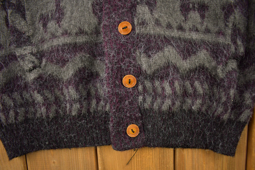 Vintage 1990s All Over Pattern Knitted Cardigan Sweater