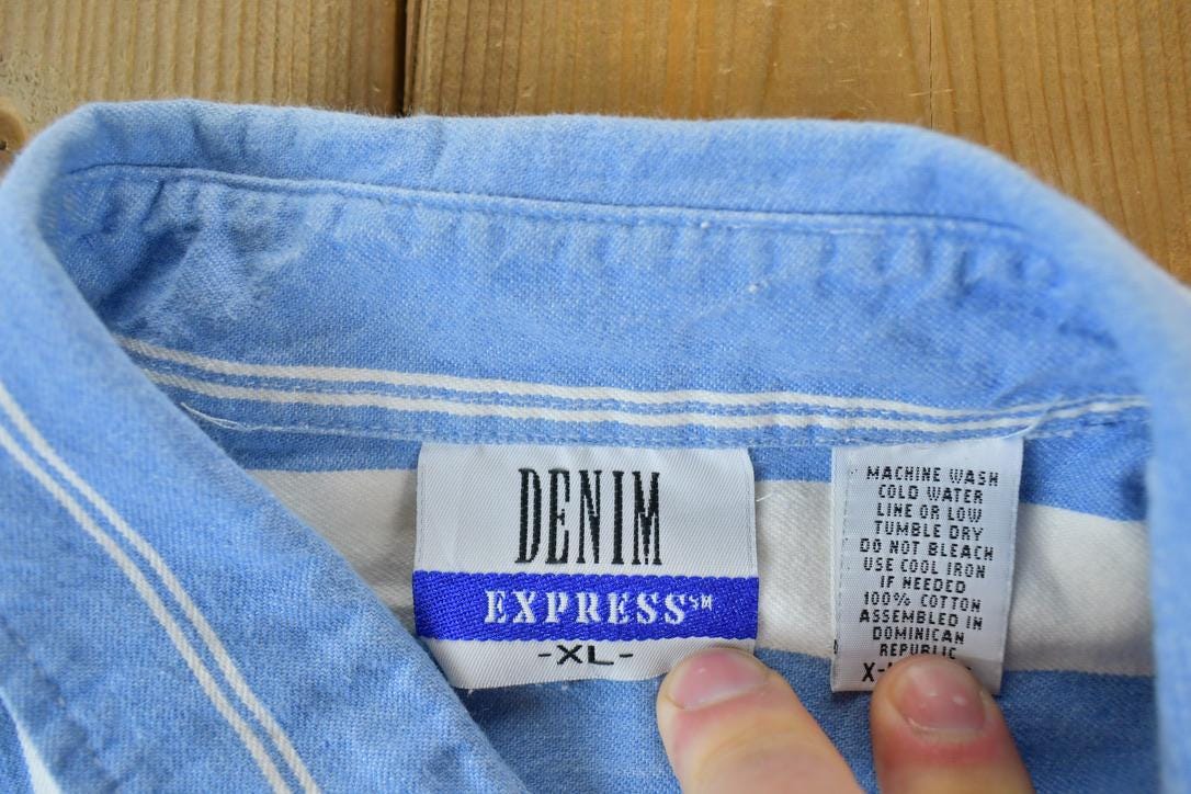 Vintage 1990s Denim Express Striped Button Up Shirt