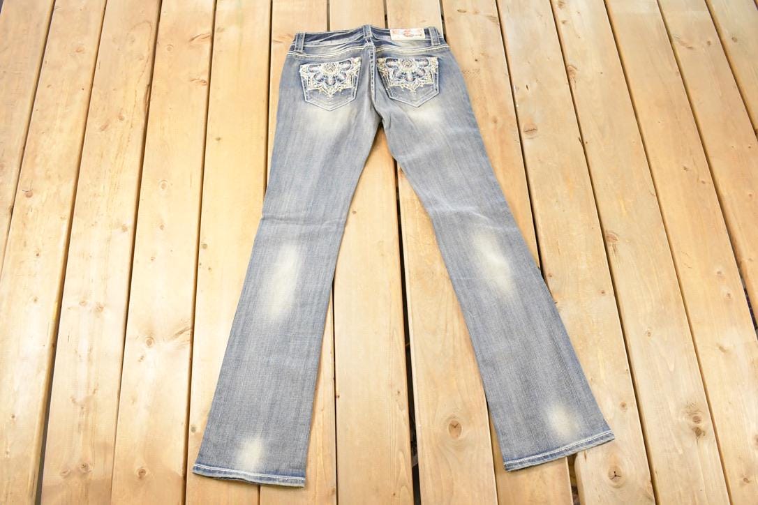 Vintage Deadstock Y2K Grace In LA Bedazzled Low Rise Jeans Women's Size 27 x 32