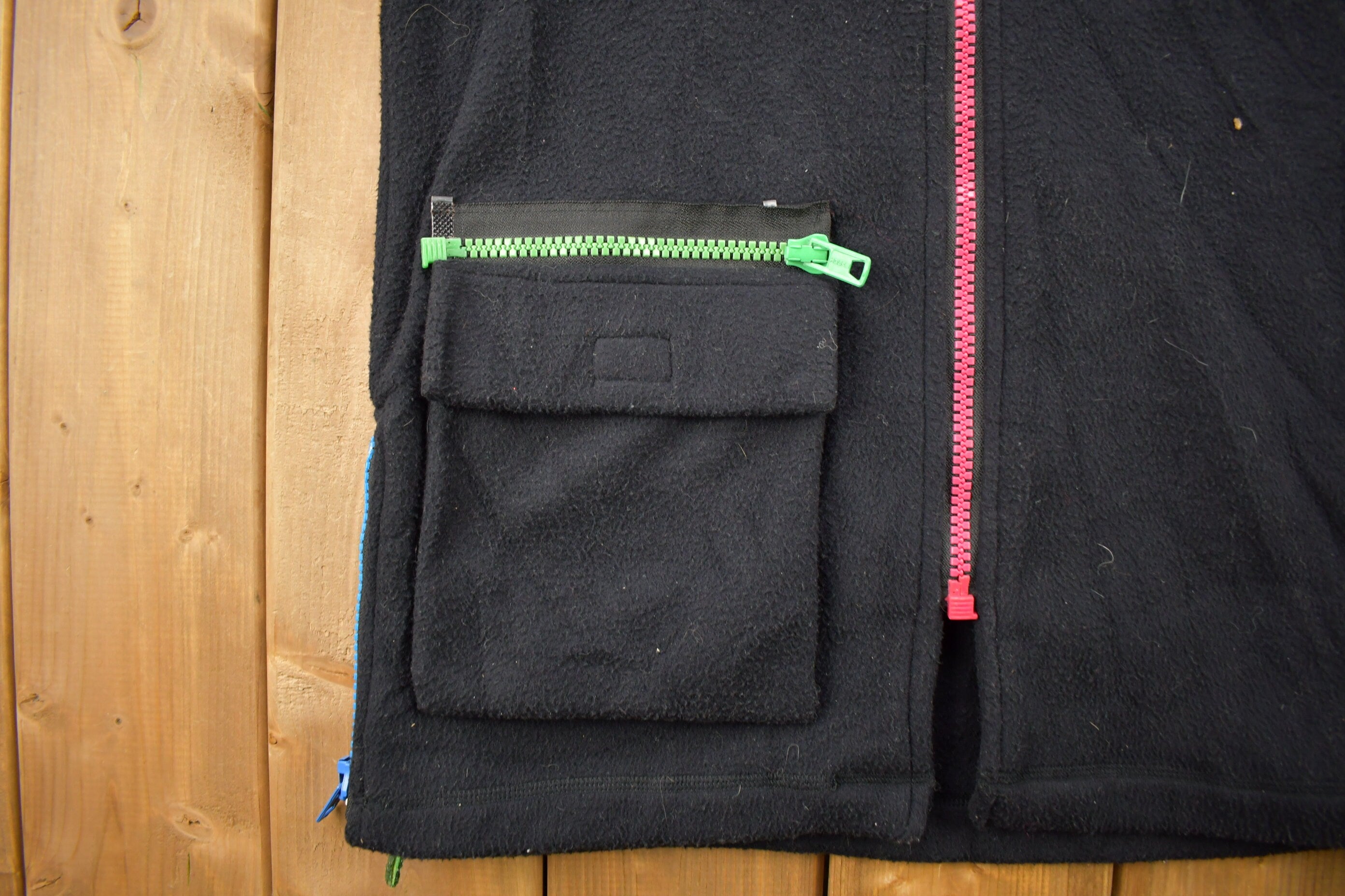 Vintage 1990s Sota Multi Color Zip Detachable Fleece Hoodie