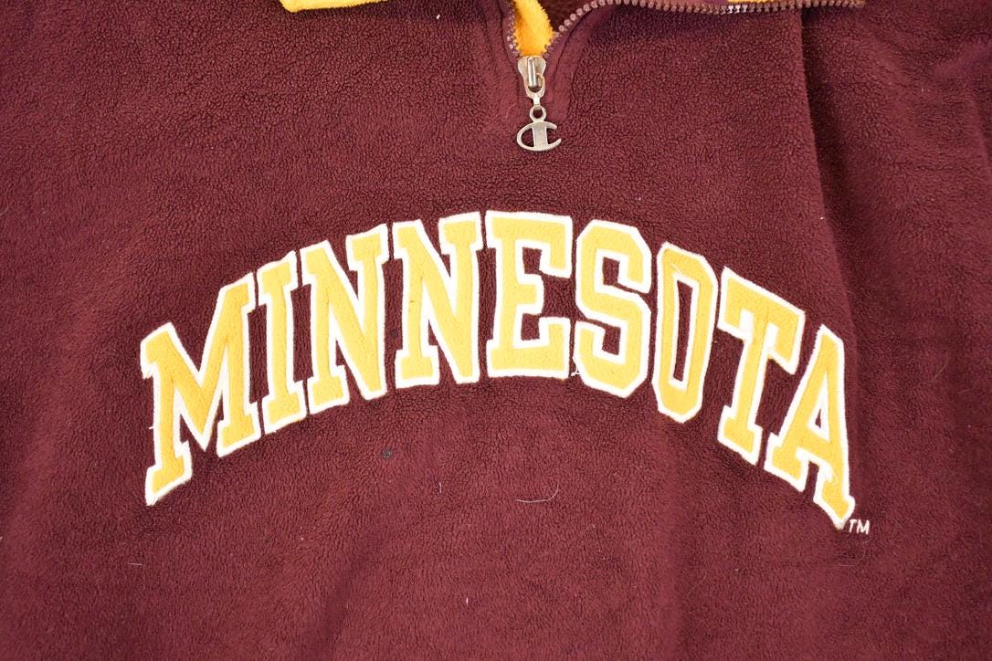 Vintage 1990s Champion Minnesota Quarter Zip Fleece Collegiate Sweater Men's XL