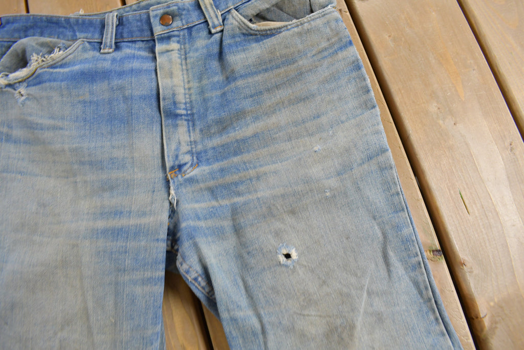 Vintage 1970s Distressed Flare Jeans Size 36 x 28