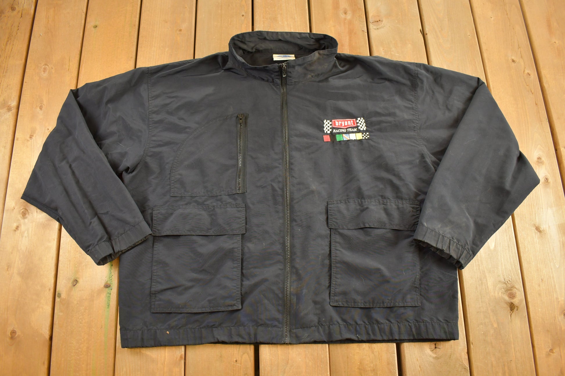 Vintage 1990's Bryant Racing Team Jacket / Nylon Jacket / Streetwear/ Automotive Apparel / Starbus / Racing Jacket / Embroidered