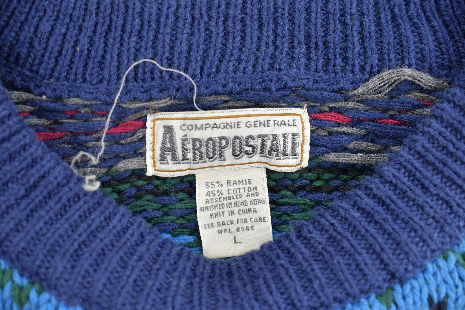 Vintage 1990s Aeropostale Knitted Crewneck Sweater / Vintage 90s Crewneck / All Over Pattern / Colorful / Sweatshirt / Abstract Pattern