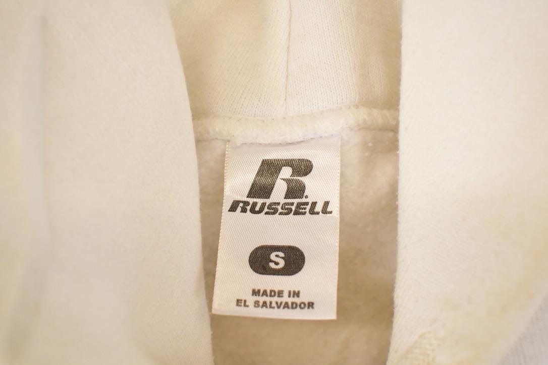 Vintage 1990s Russell Nebraska Text Logo Graphic Print Hoodie Sweatshirt Men's S