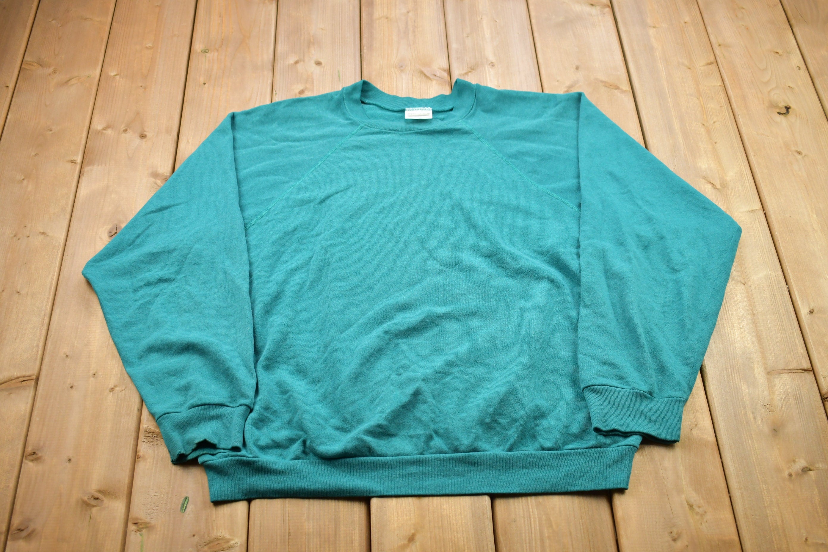 Vintage 1990s Blank Tultex Turquoise Crewneck Sweatshirt