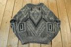 Vintage 1990s Isle of Man Knit Abstract Pattern Crewneck Sweater