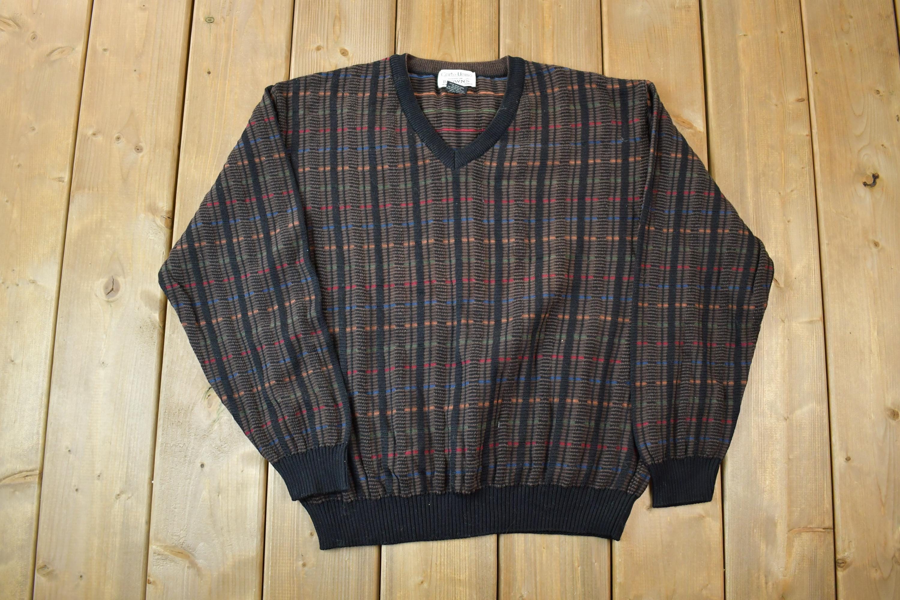 Vintage 1990s Corto Uomo Knit V Neck Sweater
