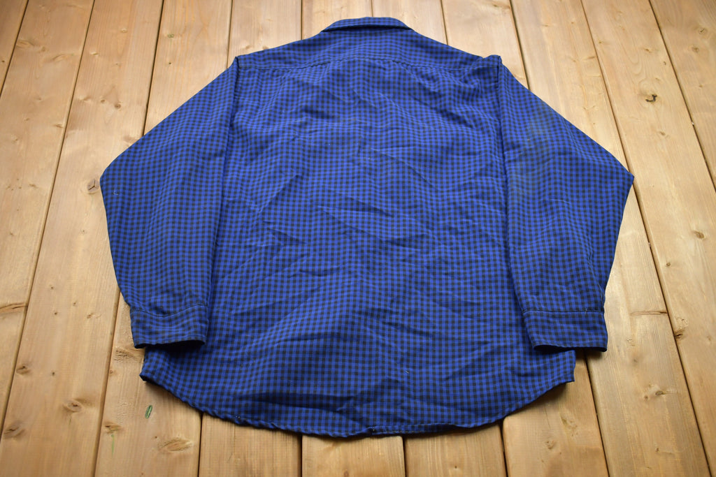 Vintage 1990s Blue Plaid Flannel Button Up Shirt