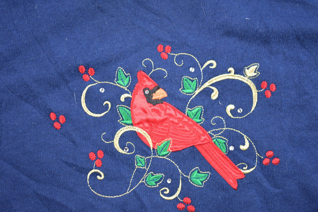 Vintage 1990s Bird Embroidered Bird Crewneck Sweatshirt / 90s Crewneck / Souvenir / Athleisure / Streetwear / Floral Bird Print