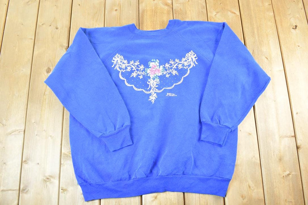 Vintage 1990s Floral Design Crewneck Sweatshirt Womens XL